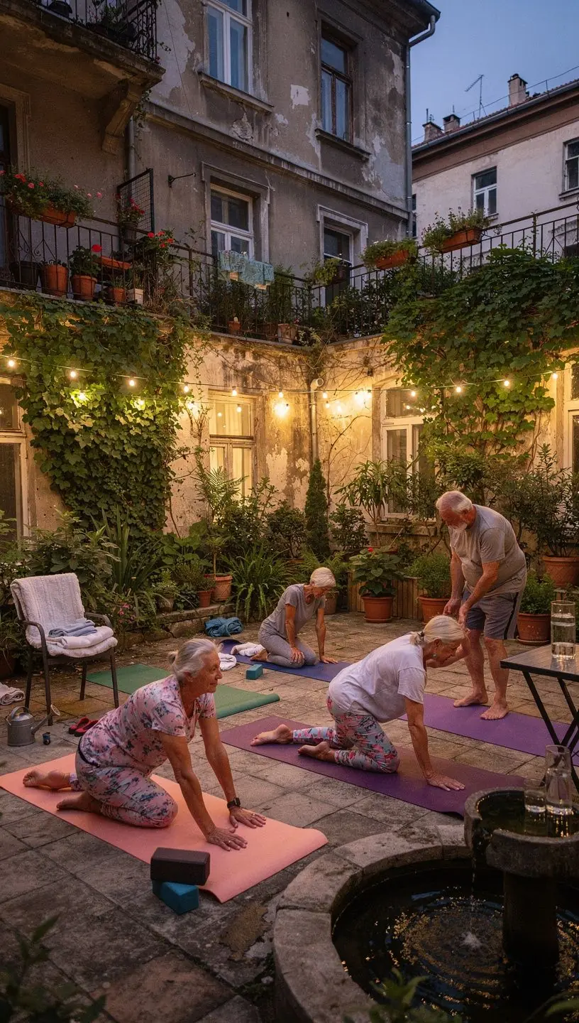 A számítógép képernyőjén egy interaktív fitneszóra időpontja látható, amelyet az idősebb generációnak terveztek.